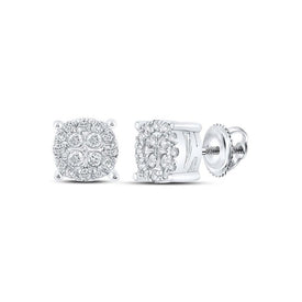 Dazzling Diamond Delight Earrings Top view from the 10Kt White Gold Womens Round Diamond Cluster Earrings 1 4 Cttwpin286267 collection by Splendid Jewellery