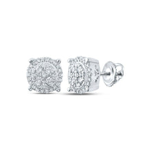 Load image into Gallery viewer, Captivating Cluster Brilliance Earrings Top view from the 10Kt White Gold Womens Round Diamond Cluster Earrings 1 4 Cttwpin217546 collection by Splendid Jewellery
