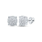 Captivating Cluster Brilliance Earrings Top view from the 10Kt White Gold Womens Round Diamond Cluster Earrings 1 4 Cttwpin217546 collection by Splendid Jewellery