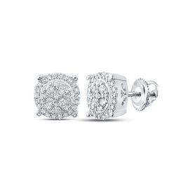 Captivating Cluster Brilliance Earrings Top view from the 10Kt White Gold Womens Round Diamond Cluster Earrings 1 4 Cttwpin217546 collection by Splendid Jewellery