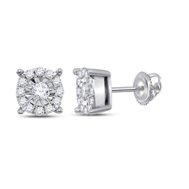 Sparkling Diamond Cluster Earrings in 10kt White Gold - A Dazzling Display of Brilliance Top view from the 10Kt White Gold Womens Round Diamond Cluster Earrings 1 4 Cttwpin224700 collection by Splendid Jewellery
