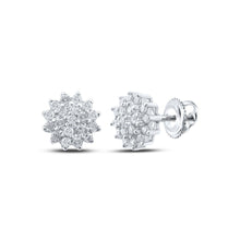 Load image into Gallery viewer, Dazzling Diamond Delight Earrings Top view from the 10Kt White Gold Womens Round Diamond Cluster Earrings 1 4 Cttwpin210721 collection by Splendid Jewellery