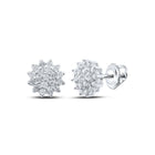 Dazzling Diamond Delight Earrings Top view from the 10Kt White Gold Womens Round Diamond Cluster Earrings 1 4 Cttwpin210721 collection by Splendid Jewellery