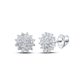 Dazzling Diamond Delight Earrings Top view from the 10Kt White Gold Womens Round Diamond Cluster Earrings 1 4 Cttwpin210721 collection by Splendid Jewellery