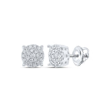 Load image into Gallery viewer, Radiant Brilliance: 10kt White Gold Womens Round Diamond Cluster Earrings 1/4 Cttw Top view from the 10Kt White Gold Womens Round Diamond Cluster Earrings 1 4 Cttwpin232496 collection by Splendid Jewellery