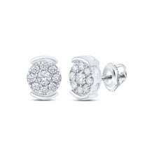 Load image into Gallery viewer, Radiant Queen Diamond Cluster Earrings Top view from the 10Kt White Gold Womens Round Diamond Cluster Earrings 1 4 Cttwpin212261 collection by Splendid Jewellery