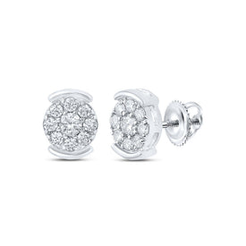 Radiant Queen Diamond Cluster Earrings Top view from the 10Kt White Gold Womens Round Diamond Cluster Earrings 1 4 Cttwpin212261 collection by Splendid Jewellery