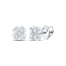 Load image into Gallery viewer, Sparkling Diamond Cluster Earrings in 10kt White Gold Top view from the 10Kt White Gold Womens Round Diamond Cluster Earrings 1 4 Cttwpin289328 collection by Splendid Jewellery