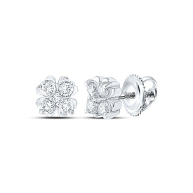 Sparkling Diamond Cluster Earrings in 10kt White Gold Top view from the 10Kt White Gold Womens Round Diamond Cluster Earrings 1 4 Cttwpin289328 collection by Splendid Jewellery