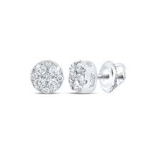 Load image into Gallery viewer, Radiant Sparkle: 10kt White Gold Womens Round Diamond Cluster Earrings 1/4 Cttw Top view from the 10Kt White Gold Womens Round Diamond Cluster Earrings 1 4 Cttwpin237527 collection by Splendid Jewellery