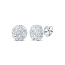 Captivating Cluster Brilliance Earrings Top view from the 10Kt White Gold Womens Round Diamond Cluster Earrings 1 4 Cttwpin217703 collection by Splendid Jewellery