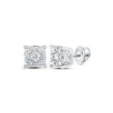 Load image into Gallery viewer, Sparkling Diamond Cluster Earrings in 10kt White Gold - A Captivating Masterpiece Top view from the 10Kt White Gold Womens Round Diamond Cluster Earrings 1 4 Cttwpin289323 collection by Splendid Jewellery