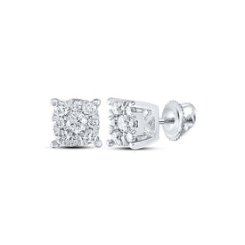 Sparkling Diamond Cluster Earrings in 10kt White Gold - A Captivating Masterpiece Top view from the 10Kt White Gold Womens Round Diamond Cluster Earrings 1 4 Cttwpin289323 collection by Splendid Jewellery