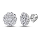 Radiant Brilliance Diamond Cluster Earrings Top view from the 10Kt White Gold Womens Round Diamond Cluster Earrings 1 5 Cttwpin287338 collection by Splendid Jewellery