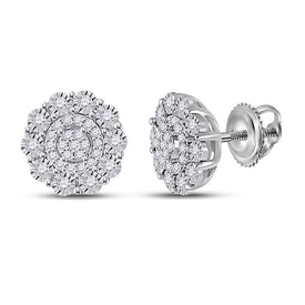 Radiant Brilliance Diamond Cluster Earrings Top view from the 10Kt White Gold Womens Round Diamond Cluster Earrings 1 5 Cttwpin287338 collection by Splendid Jewellery