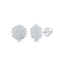 Load image into Gallery viewer, Splendid Jewellery 10kt White Gold Cluster Diamond Earrings: Mesmerizing Brilliance Top view from the 10Kt White Gold Womens Round Diamond Cluster Earrings 1 5 Cttwpin217262 collection by Splendid Jewellery