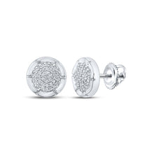 Load image into Gallery viewer, Radiant Brilliance: 10kt White Gold Womens Round Diamond Cluster Earrings Top view from the 10Kt White Gold Womens Round Diamond Cluster Earrings 1 5 Cttwpin215665 collection by Splendid Jewellery