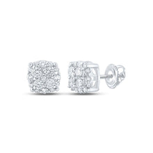 Load image into Gallery viewer, Dazzling Diamond Delight Earrings Top view from the 10Kt White Gold Womens Round Diamond Cluster Earrings 1 5 Cttwpin223744 collection by Splendid Jewellery