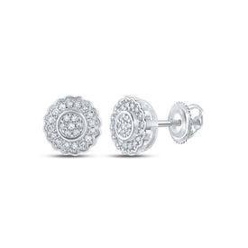 Radiant Brilliance: 10kt White Gold Diamond Cluster Earrings Top view from the 10Kt White Gold Womens Round Diamond Cluster Earrings 1 6 Cttwpin217464 collection by Splendid Jewellery
