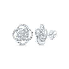 Load image into Gallery viewer, Sparkling Diamond Cluster Earrings in 10kt White Gold Top view from the 10Kt White Gold Womens Round Diamond Cluster Earrings 1 6 Cttwpin214564 collection by Splendid Jewellery