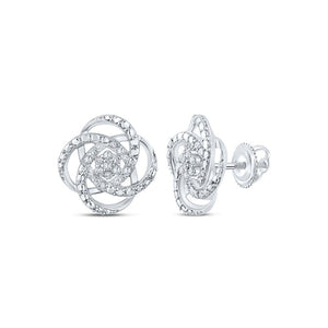 Earrings | 10kt White Gold Womens Round Diamond Cluster Earrings 1/6 Cttw | Splendid Jewellery GND