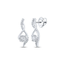 Load image into Gallery viewer, Glamourous Brilliance: 10kt White Gold Round Diamond Cluster Earrings Top view from the 10Kt White Gold Womens Round Diamond Cluster Earrings 1 6 Cttwpin214795 collection by Splendid Jewellery
