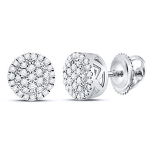 Load image into Gallery viewer, Dazzling Diamond Delight Earrings Top view from the 10Kt White Gold Womens Round Diamond Cluster Earrings 1 6 Cttwpin223743 collection by Splendid Jewellery