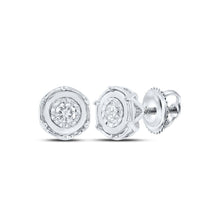 Load image into Gallery viewer, Sparkling Diamond Cluster Earrings in 10kt White Gold - A Mesmerizing Masterpiece of Elegance Top view from the 10Kt White Gold Womens Round Diamond Cluster Earrings 1 8 Cttwpin213502 collection by Splendid Jewellery