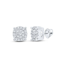 Load image into Gallery viewer, Captivating Cluster Brilliance Earrings Top view from the 10Kt White Gold Womens Round Diamond Cluster Earrings 1 8 Cttwpin232499 collection by Splendid Jewellery
