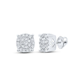 Captivating Cluster Brilliance Earrings Top view from the 10Kt White Gold Womens Round Diamond Cluster Earrings 1 8 Cttwpin232499 collection by Splendid Jewellery