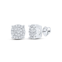 Load image into Gallery viewer, 10kt White Gold Sparkling Diamond Cluster Earrings Top view from the 10Kt White Gold Womens Round Diamond Cluster Earrings 1 8 Cttwpin286315 collection by Splendid Jewellery