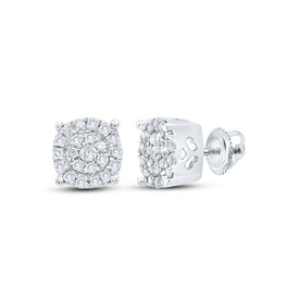 10kt White Gold Sparkling Diamond Cluster Earrings Top view from the 10Kt White Gold Womens Round Diamond Cluster Earrings 1 8 Cttwpin286315 collection by Splendid Jewellery