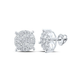 Dazzling Brilliance: 10kt White Gold Women's Round Diamond Cluster Earrings Top view from the 10Kt White Gold Womens Round Diamond Cluster Earrings 2 Cttwpin286269 collection by Splendid Jewellery