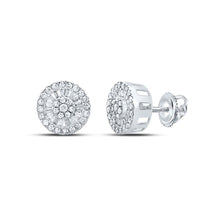 Load image into Gallery viewer, Sparkling Diamond Cluster Earrings in 10kt White Gold - A Dazzling Statement Piece Top view from the 10Kt White Gold Womens Round Diamond Cluster Earrings 3 4 Cttwpin289976 collection by Splendid Jewellery