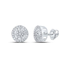 Sparkling Diamond Cluster Earrings in 10kt White Gold - A Dazzling Statement Piece Top view from the 10Kt White Gold Womens Round Diamond Cluster Earrings 3 4 Cttwpin289976 collection by Splendid Jewellery