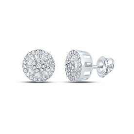 Sparkling Diamond Cluster Earrings in 10kt White Gold - A Dazzling Statement Piece Top view from the 10Kt White Gold Womens Round Diamond Cluster Earrings 3 4 Cttwpin289976 collection by Splendid Jewellery
