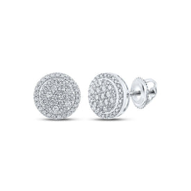 Dazzling 10kt White Gold Diamond Cluster Earrings - A Touch of Glamour Top view from the 10Kt White Gold Womens Round Diamond Cluster Earrings 3 4 Cttwpin286889 collection by Splendid Jewellery