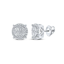 Load image into Gallery viewer, Dazzling Diamond Delight Earrings Top view from the 10Kt White Gold Womens Round Diamond Cluster Earrings 3 4 Cttwpin217588 collection by Splendid Jewellery