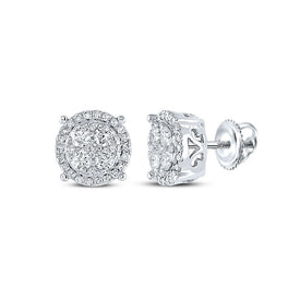 Dazzling Diamond Delight Earrings Top view from the 10Kt White Gold Womens Round Diamond Cluster Earrings 3 4 Cttwpin217588 collection by Splendid Jewellery