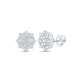 Sparkling Brilliance: 10kt White Gold Diamond Cluster Earrings Top view from the 10Kt White Gold Womens Round Diamond Cluster Earrings 3 4 Cttwpin232192 collection by Splendid Jewellery