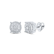 Load image into Gallery viewer, Dazzling Diamond Brilliance Earrings Top view from the 10Kt White Gold Womens Round Diamond Cluster Earrings 3 4 Cttwpin286060 collection by Splendid Jewellery
