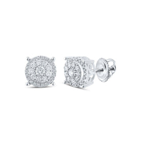 Dazzling Diamond Brilliance Earrings Top view from the 10Kt White Gold Womens Round Diamond Cluster Earrings 3 4 Cttwpin286060 collection by Splendid Jewellery