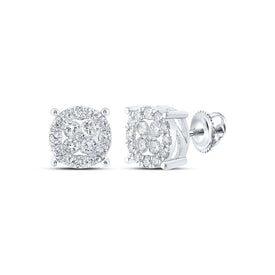 Radiant Sparkle: 10kt White Gold Womens Round Diamond Cluster Earrings 3/4 Cttw Top view from the 10Kt White Gold Womens Round Diamond Cluster Earrings 3 4 Cttwpin286264 collection by Splendid Jewellery