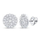 Dazzling Diamond Cluster Earrings in 10kt White Gold Top view from the 10Kt White Gold Womens Round Diamond Cluster Earrings 3 4 Cttwpin289823 collection by Splendid Jewellery
