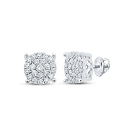 Dazzling Diamond Delight Earrings Top view from the 10Kt White Gold Womens Round Diamond Cluster Earrings 3 4 Cttwpin286318 collection by Splendid Jewellery