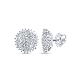 Captivating Brilliance: 10kt White Gold Diamond Cluster Earrings Top view from the 10Kt White Gold Womens Round Diamond Cluster Earrings 3 8 Cttwpin217234 collection by Splendid Jewellery