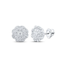 Load image into Gallery viewer, Radiant Brilliance: 10kt White Gold Womens Round Diamond Cluster Earrings Top view from the 10Kt White Gold Womens Round Diamond Cluster Earrings 5 8 Cttwpin219043 collection by Splendid Jewellery