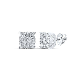 Splendid Jewellery 10kt White Gold Womens Round Diamond Cluster Earrings 7/8 Cttw - Exquisite Brilliance Top view from the 10Kt White Gold Womens Round Diamond Cluster Earrings 7 8 Cttwpin289376 collection by Splendid Jewellery