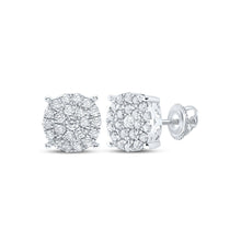 Load image into Gallery viewer, Captivating Cluster Brilliance Earrings Top view from the 10Kt White Gold Womens Round Diamond Cluster Earrings 7 8 Cttwpin218044 collection by Splendid Jewellery