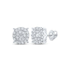 Captivating Cluster Brilliance Earrings Top view from the 10Kt White Gold Womens Round Diamond Cluster Earrings 7 8 Cttwpin218044 collection by Splendid Jewellery